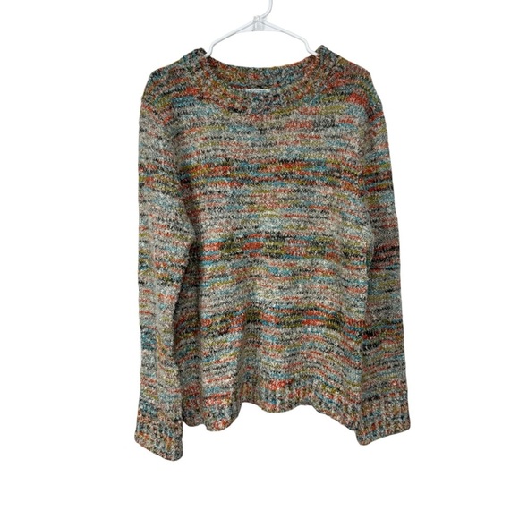 Baciano Multicolor Textured Fall Muted Tone Striped Sweater, Large - Picture 6 of 6